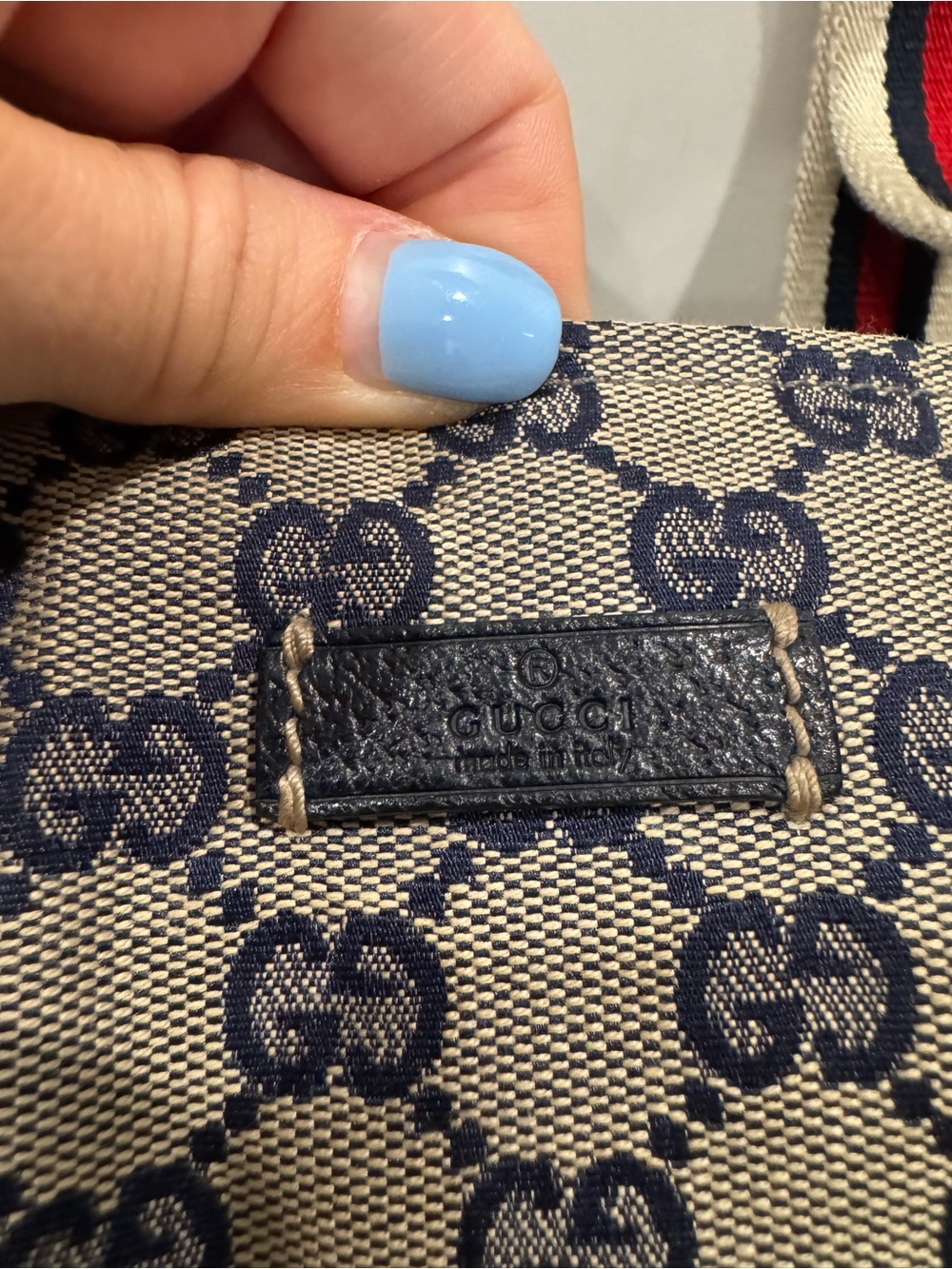 Gucci GG canvas navy web tote bag - Picture 11 of 12